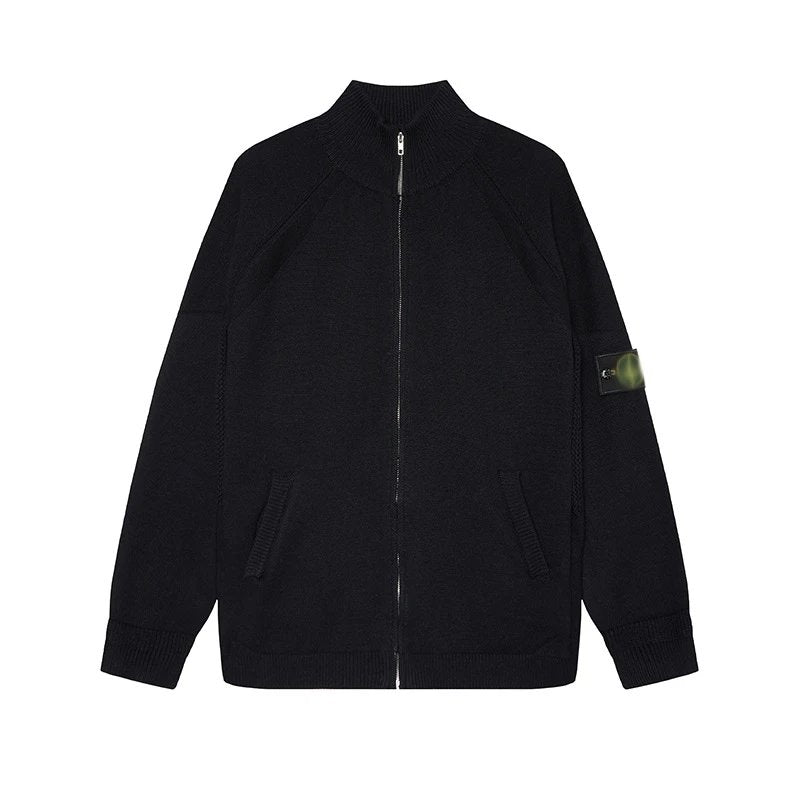 Stone Island Zip-Up Sweater Black