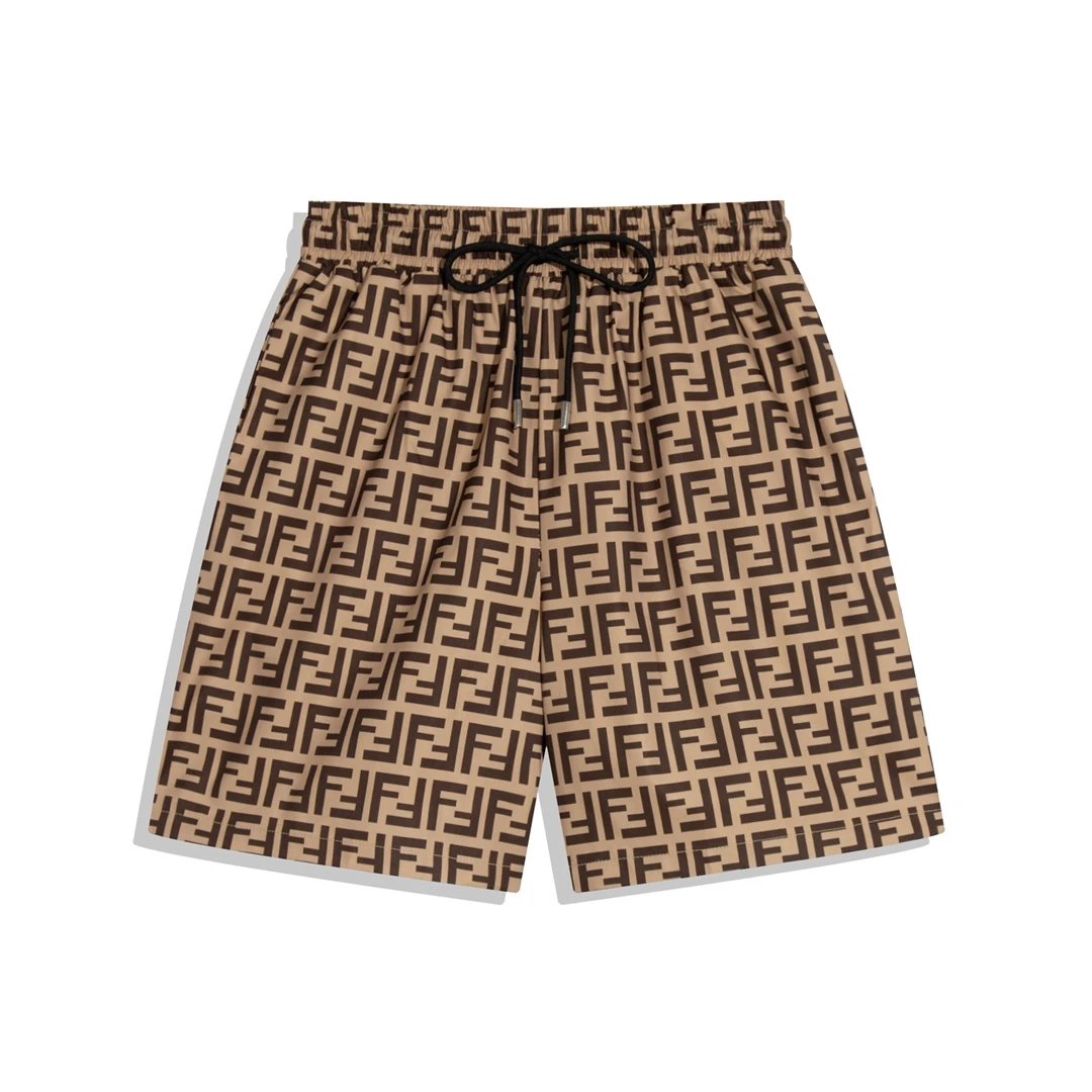 Fendi All over Print Shorts Brown