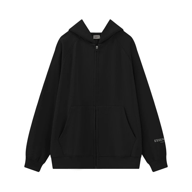 Essentials Fear of God Zip-Up Hoodie Black