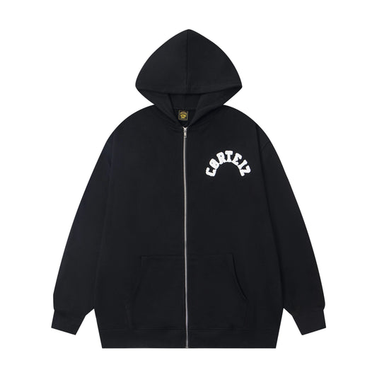 Corteiz College Zip-Up Hoodie Black