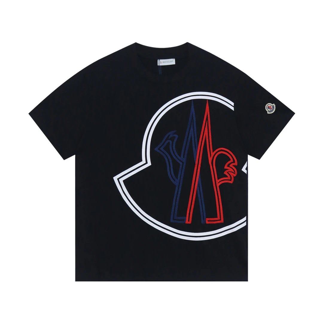 Moncler Blue Red Big Logo T-shirt Black