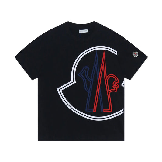 Moncler Blue Red Big Logo T-shirt Black