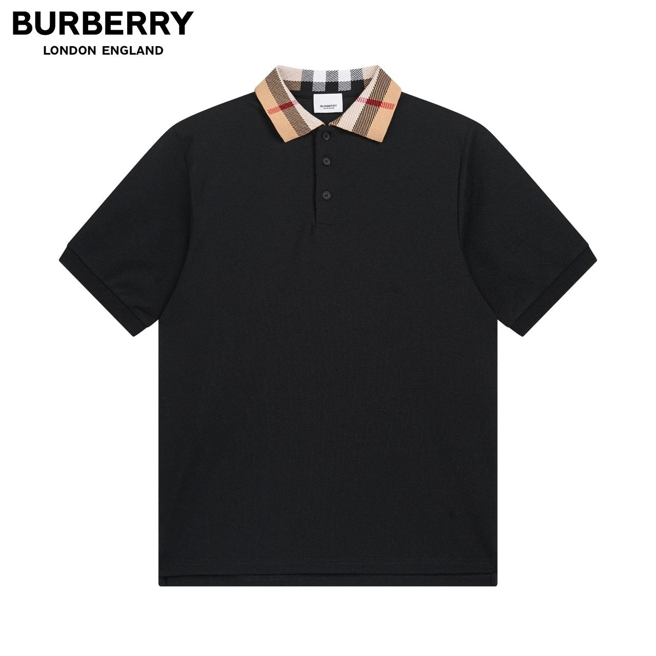 Burberry beige neck Polo shirt Black