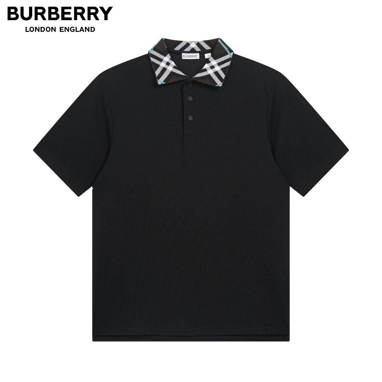 Burberry White neck Polo shirt Black