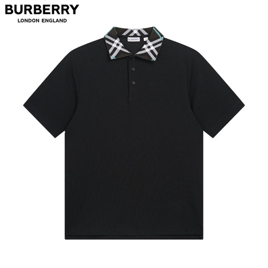 Burberry White neck Polo shirt Black