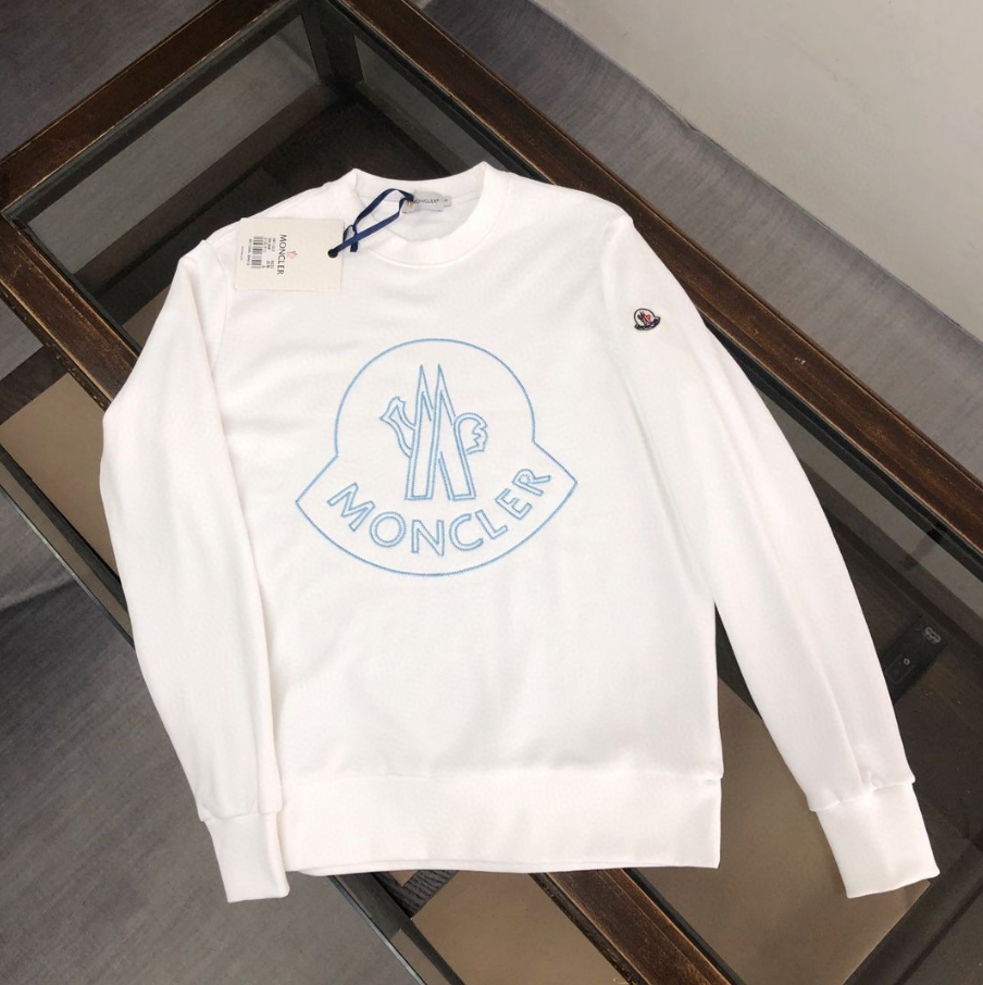 Moncler Blue Chest Print Sweater White