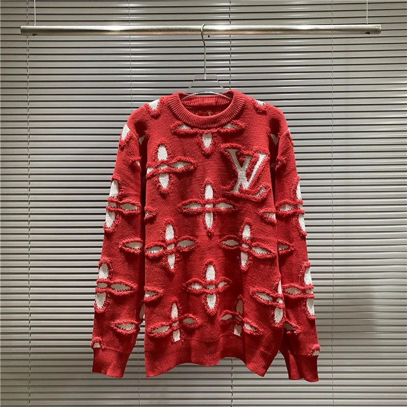 Louis Vuitton (LV) Monogram Knit Sweater Red