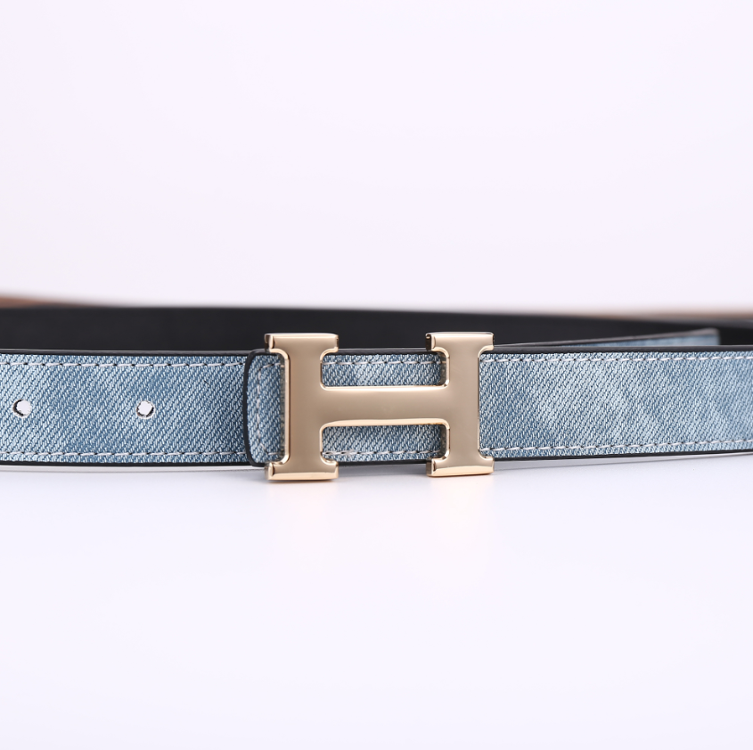Hermes Belt Blue Denim Silver