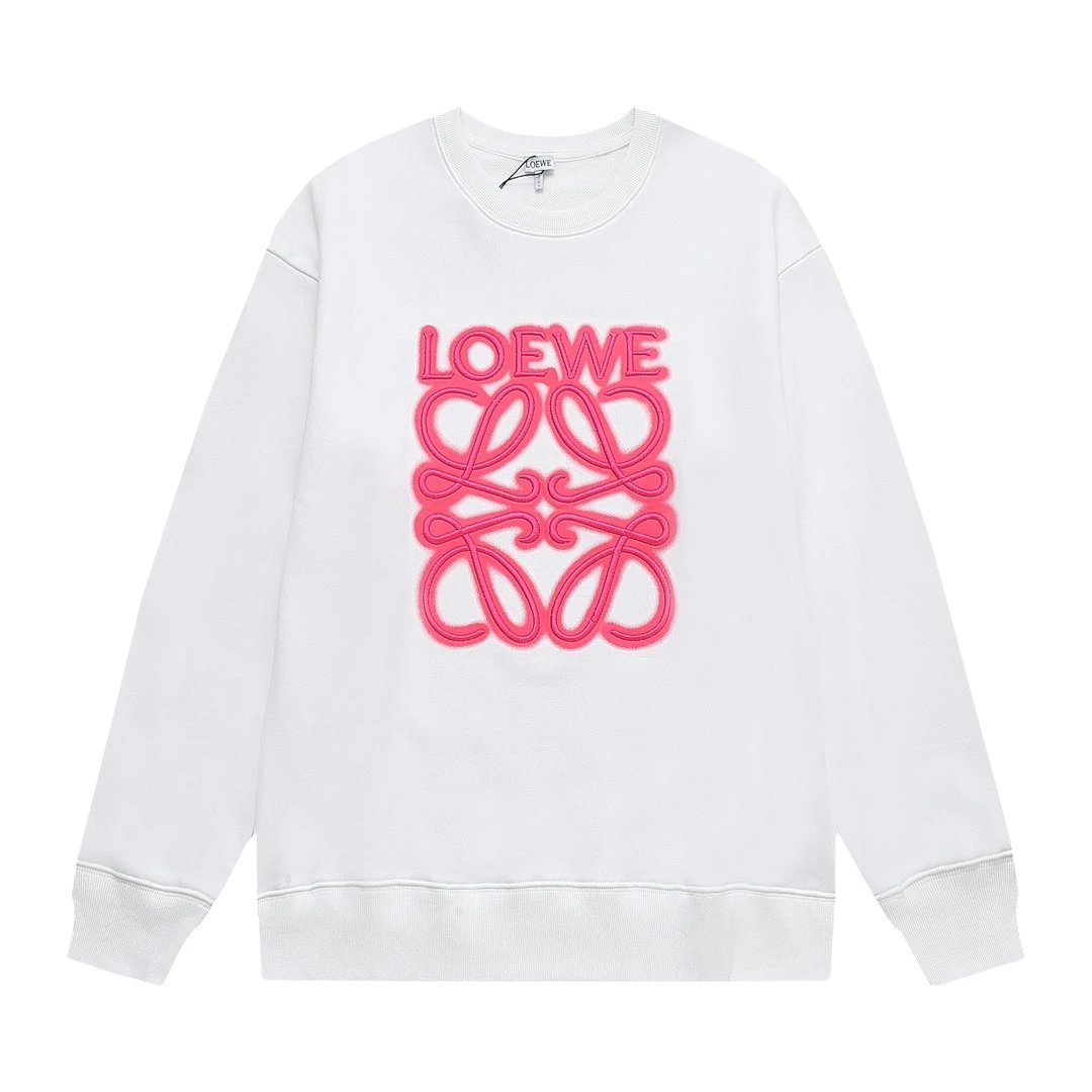 Loewe Pink Logo Sweater White
