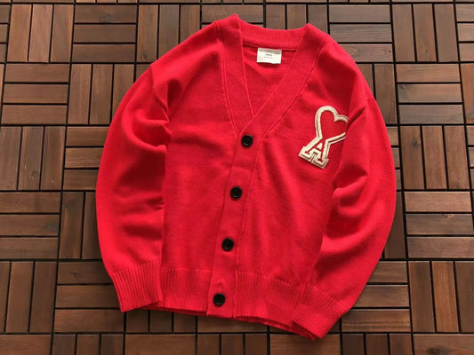 Ami Paris Button Up Cardigan Red