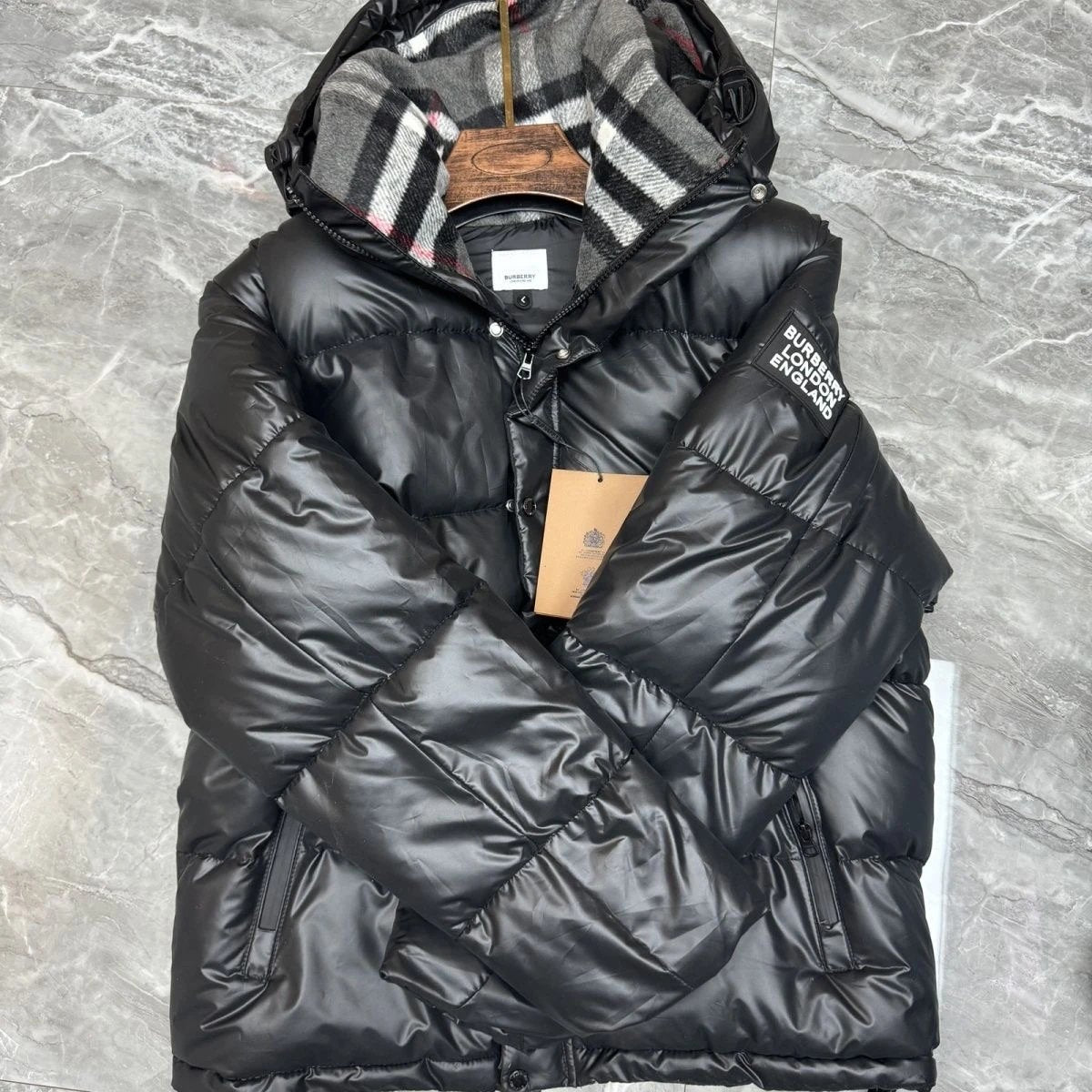 Burberry Puffer Down Jacket Black Glossy