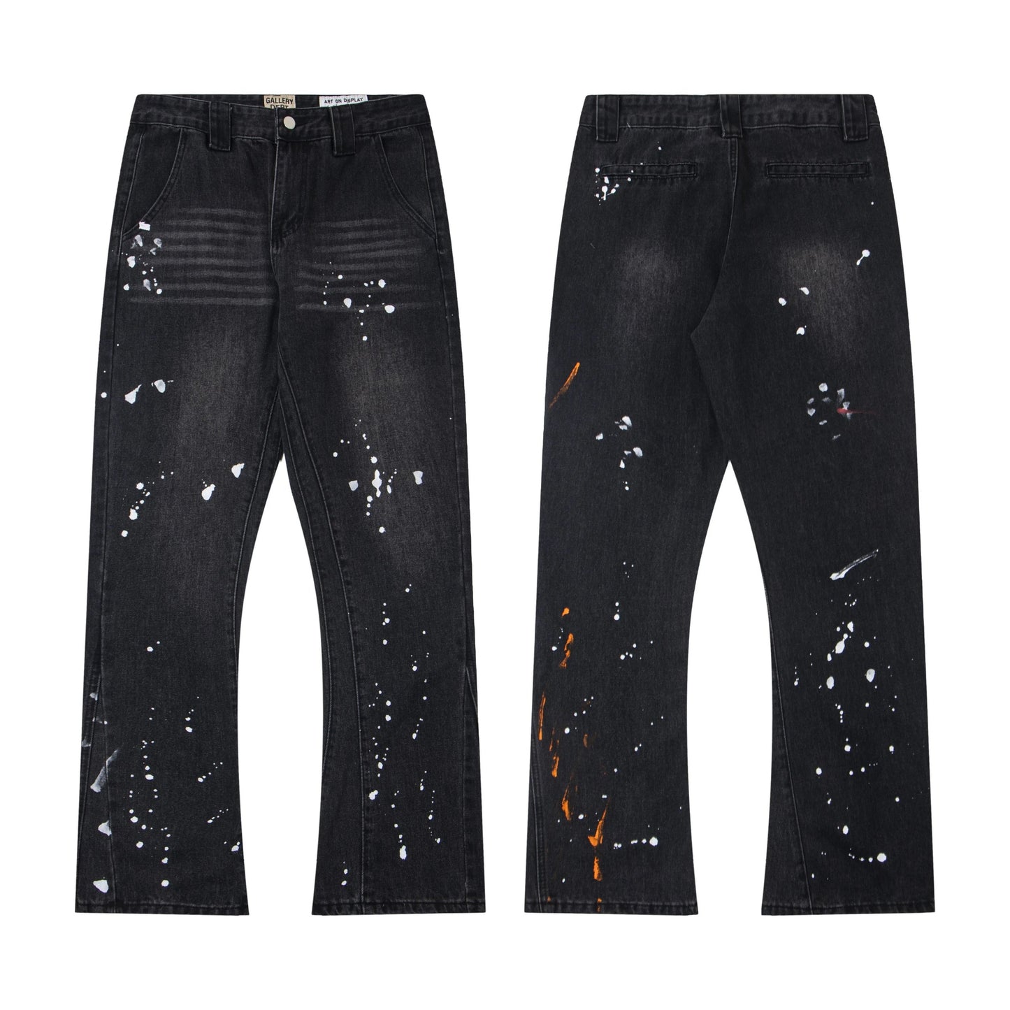 Gallery Dept. Flared Paint Splatter Jeans Black