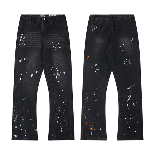 Gallery Dept. Flared Paint Splatter Jeans Black