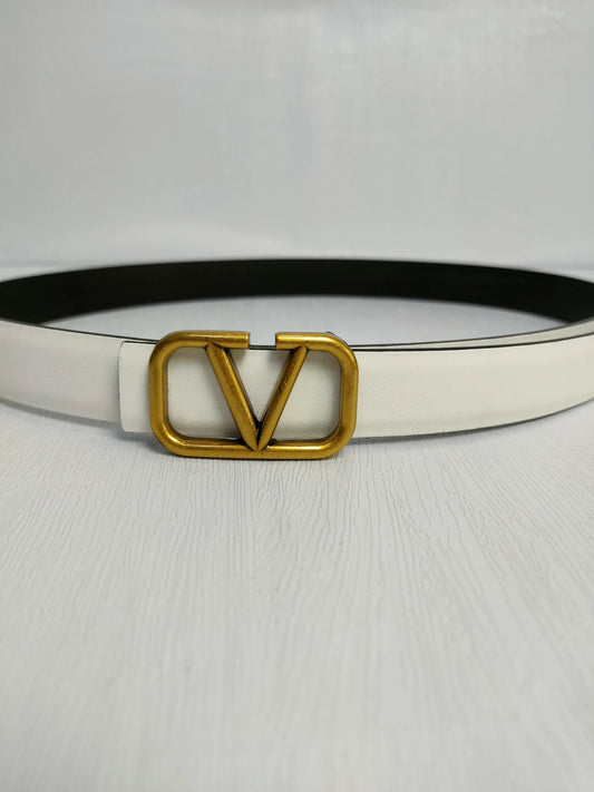 Valentino Belt White Gold
