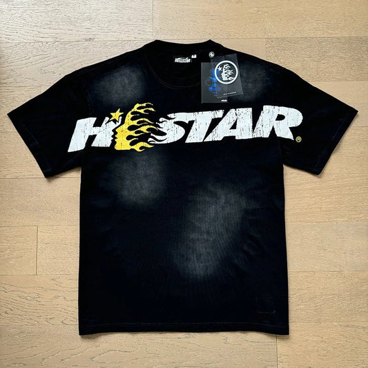 Hellstar Yellow Soul T-shirt Washed Black