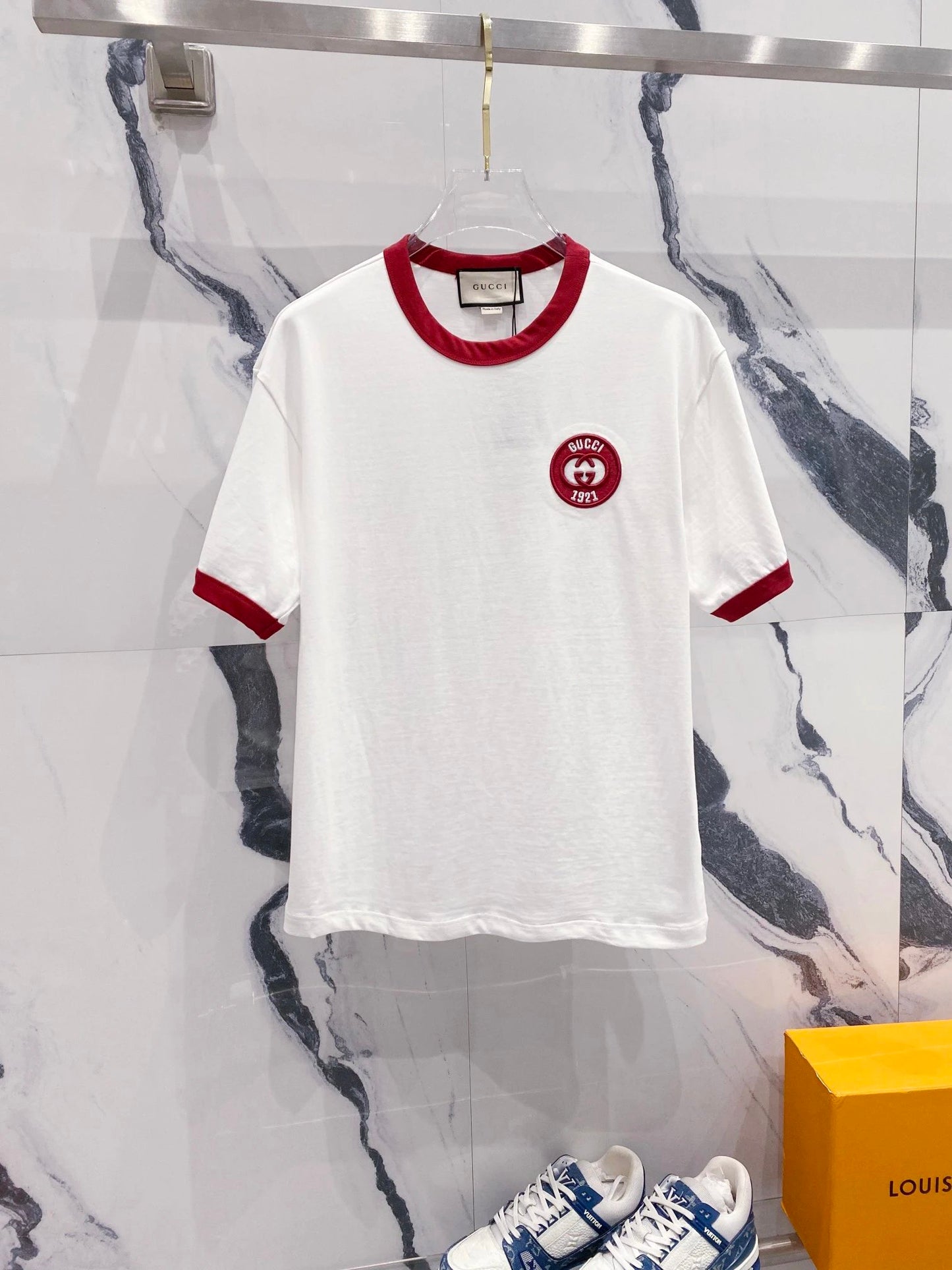 Gucci College T-shirt White Red