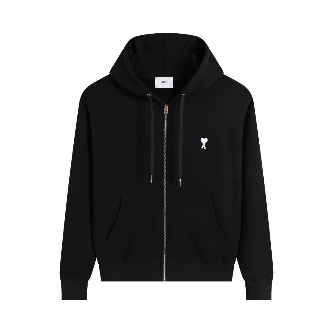 Ami Zip-Up Hoodie Black