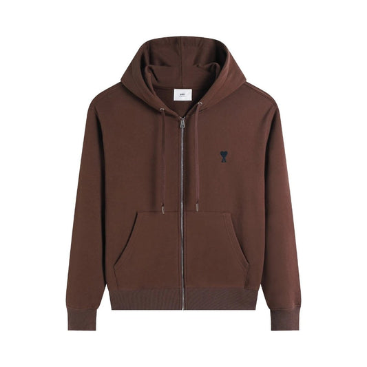 Ami Zip-Up Hoodie Brown