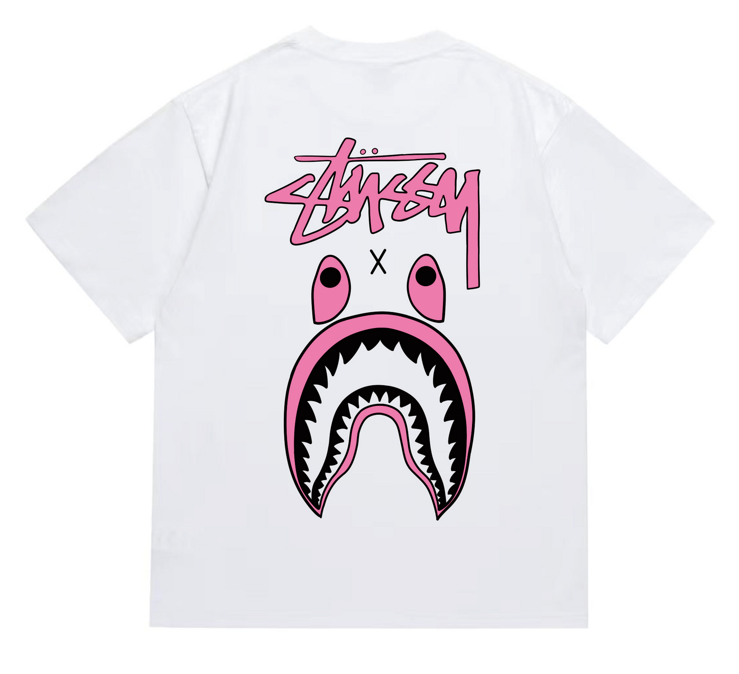 Bape x Stüssy pink icon T-shirt White