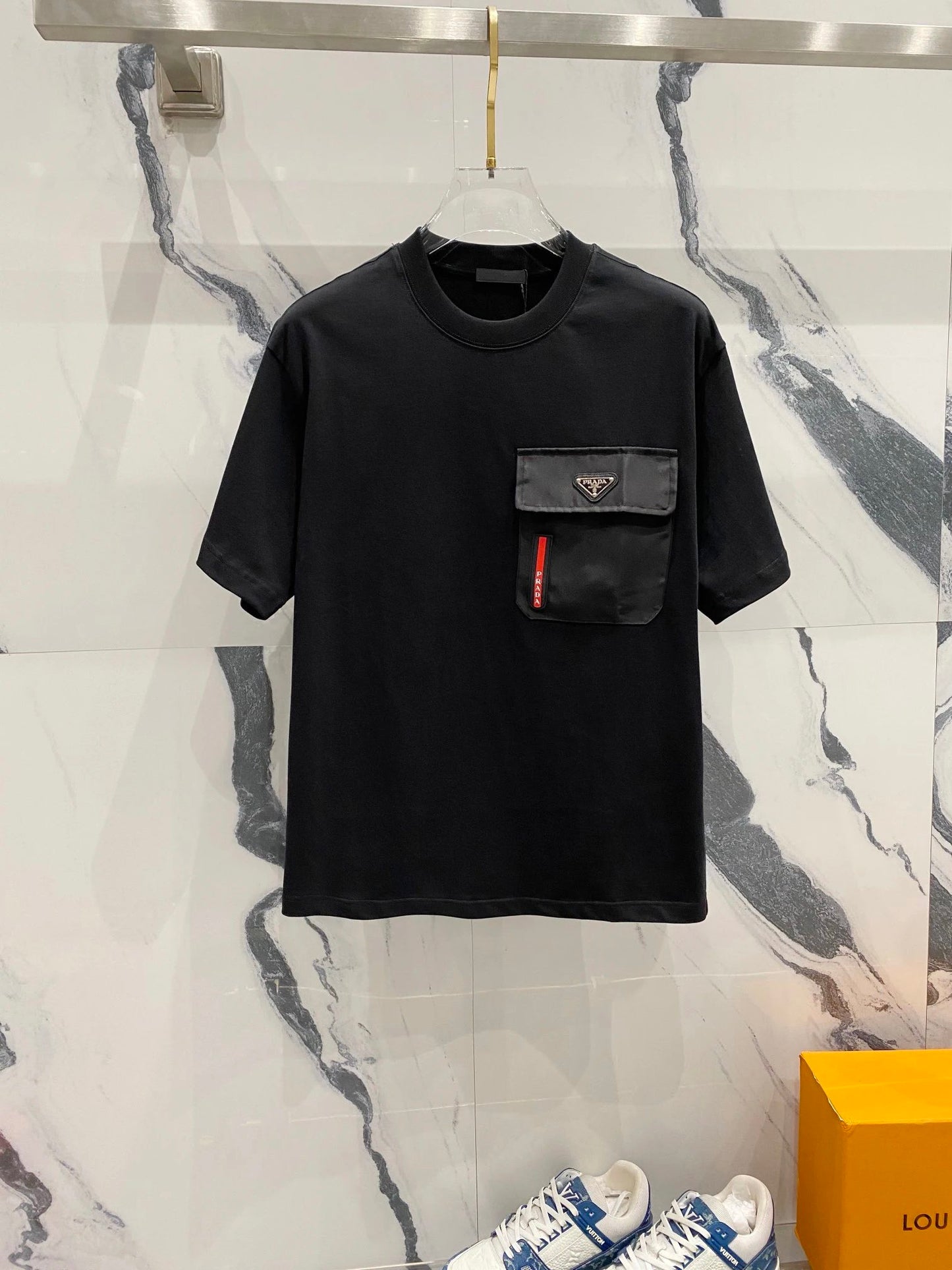 Prada linea rossa Pocket T-shirt Black