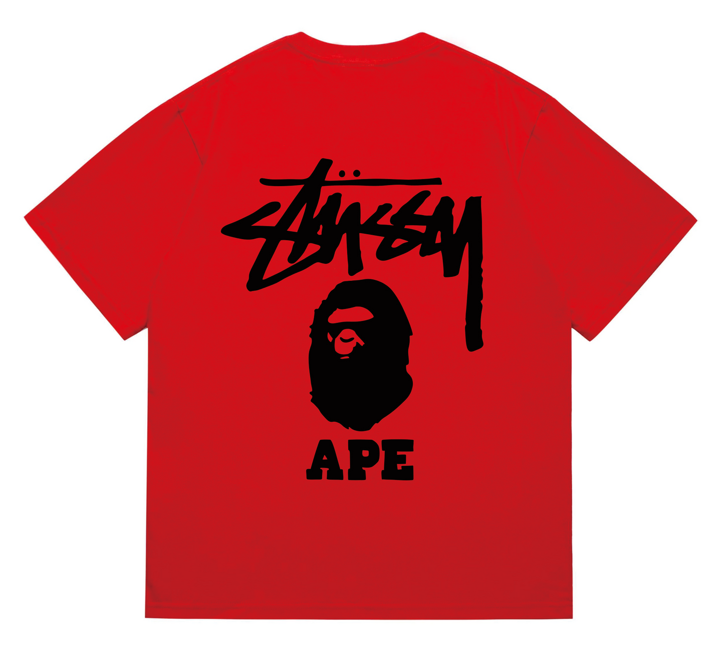 Bape x Stüssy blue icon T-shirt Red