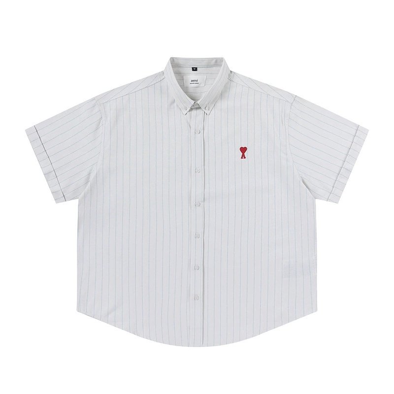Ami button-up T-shirt White Grey