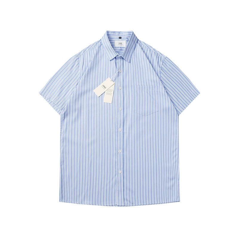 Ami button-up T-shirt Blue White