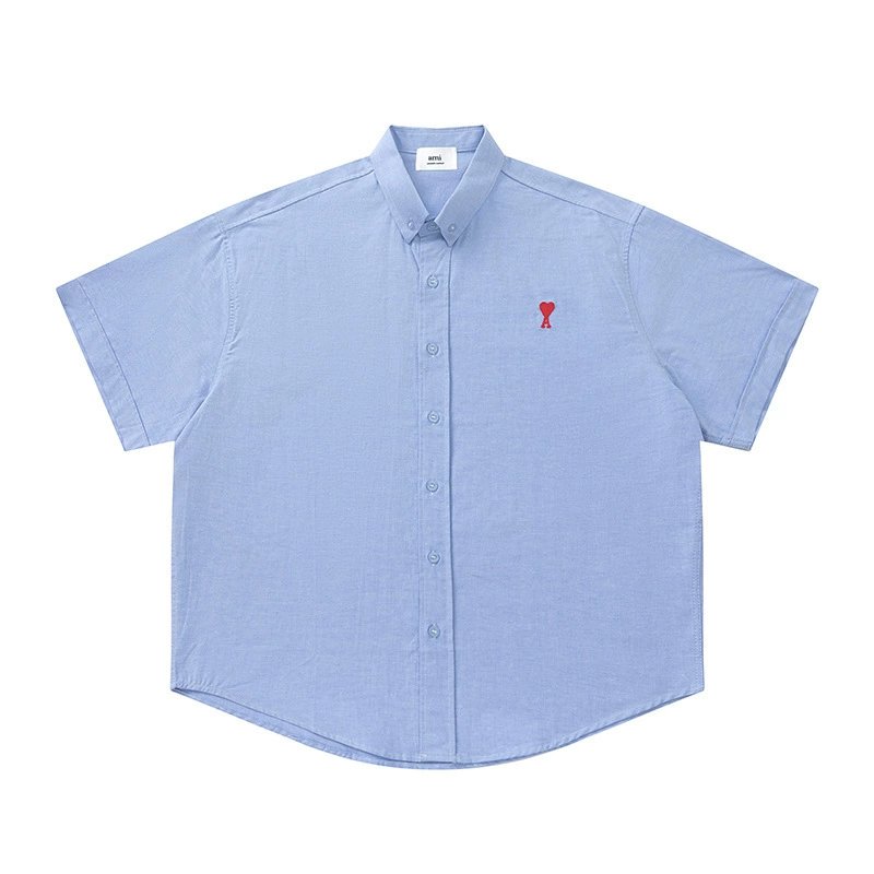 Ami button-up T-shirt All Blue