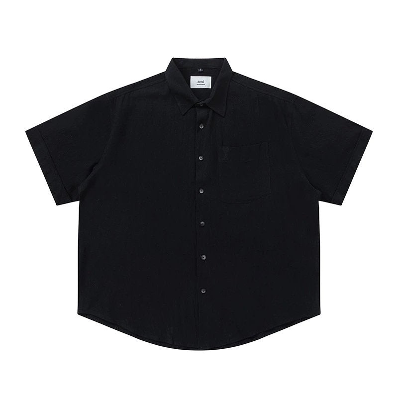 Ami button-up T-shirt All Black