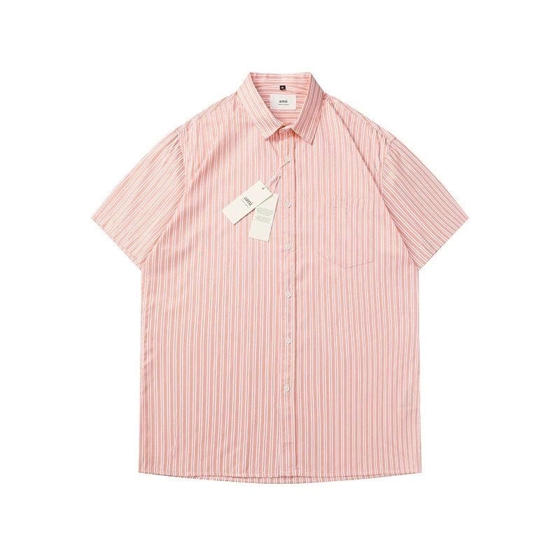 Ami button-up T-shirt Pink White