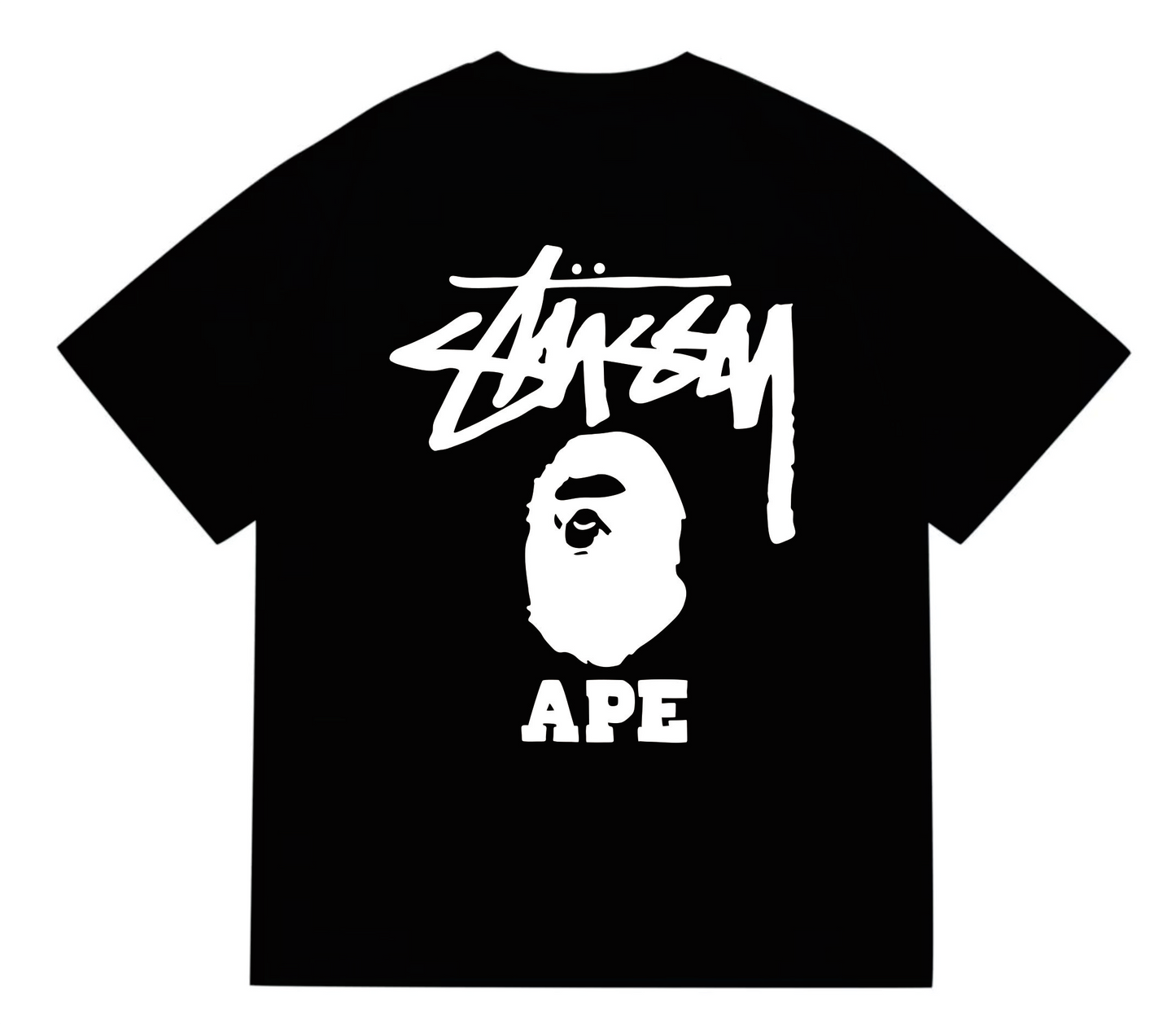 Bape x Stüssy blue icon T-shirt Black