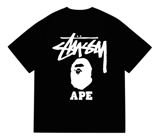 Bape x Stüssy blue icon T-shirt Black