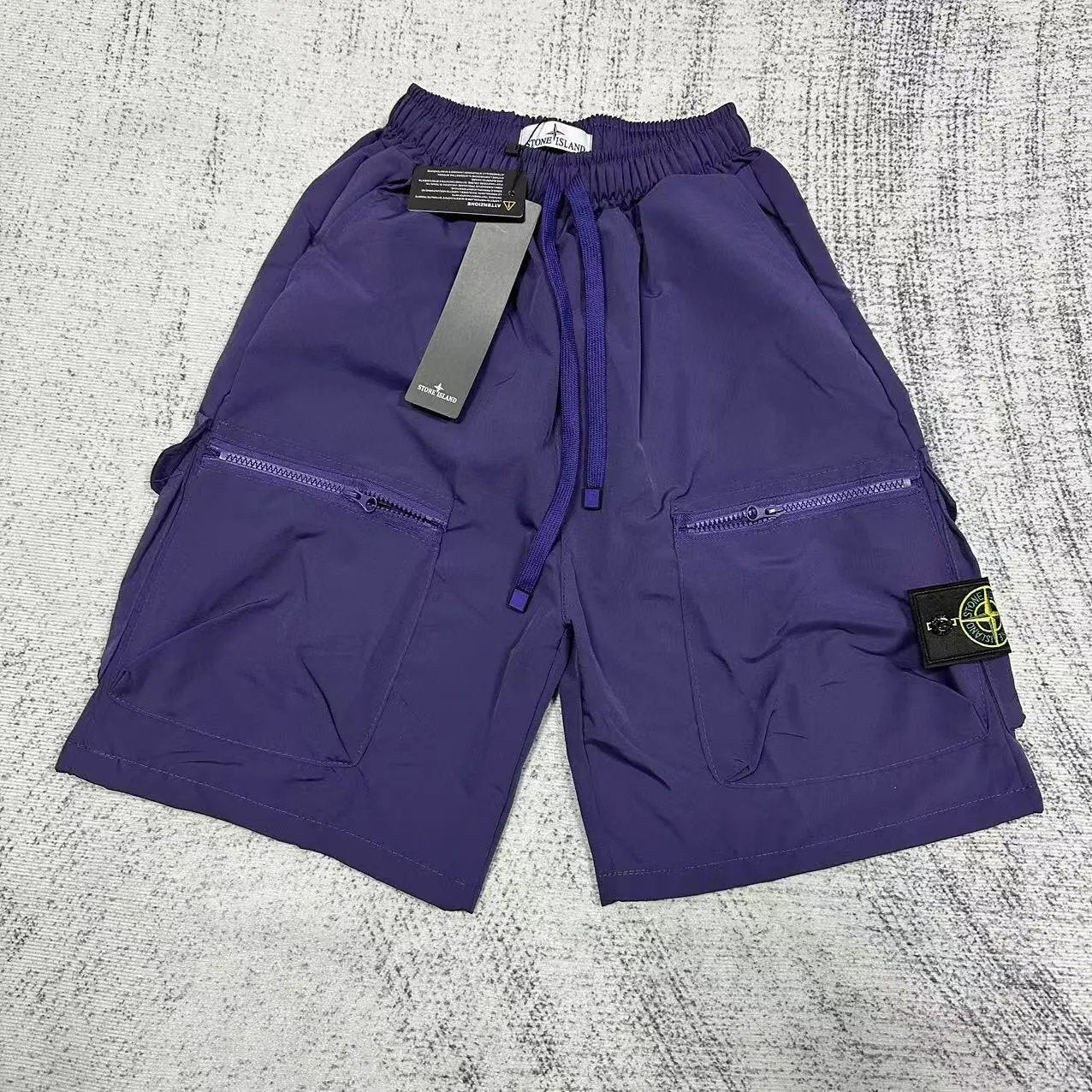 Stone Island Zip Pocket Shorts Purple