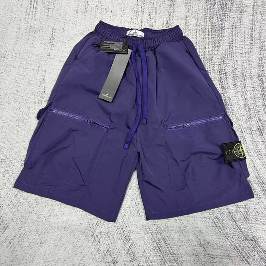 Stone Island Zip Pocket Shorts Purple
