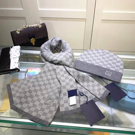 Louis Vuitton Scarf & Beanie Grey