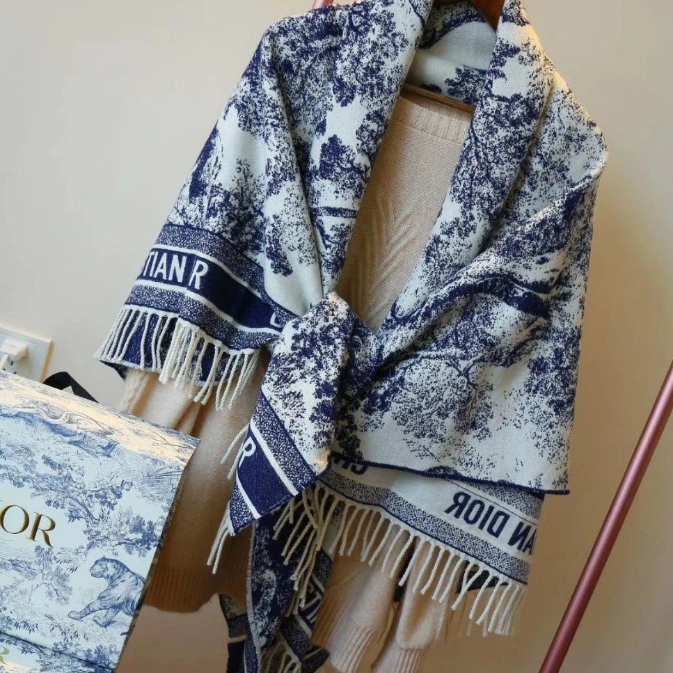 Dior Toile De Jouy Scarf Blue & white