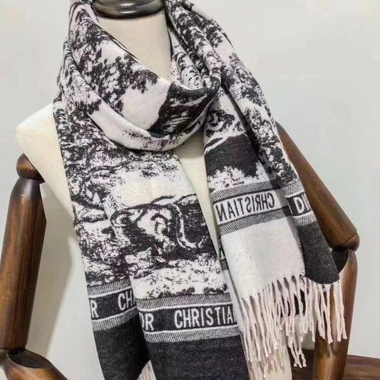 Dior Toile De Jouy Scarf Black & white