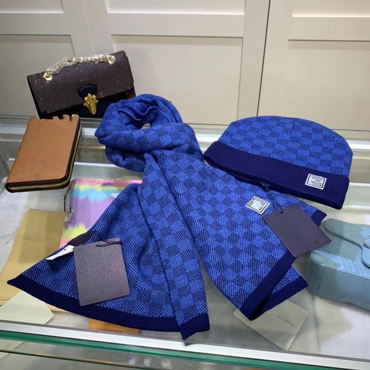 Louis Vuitton Scarf & Beanie Blue