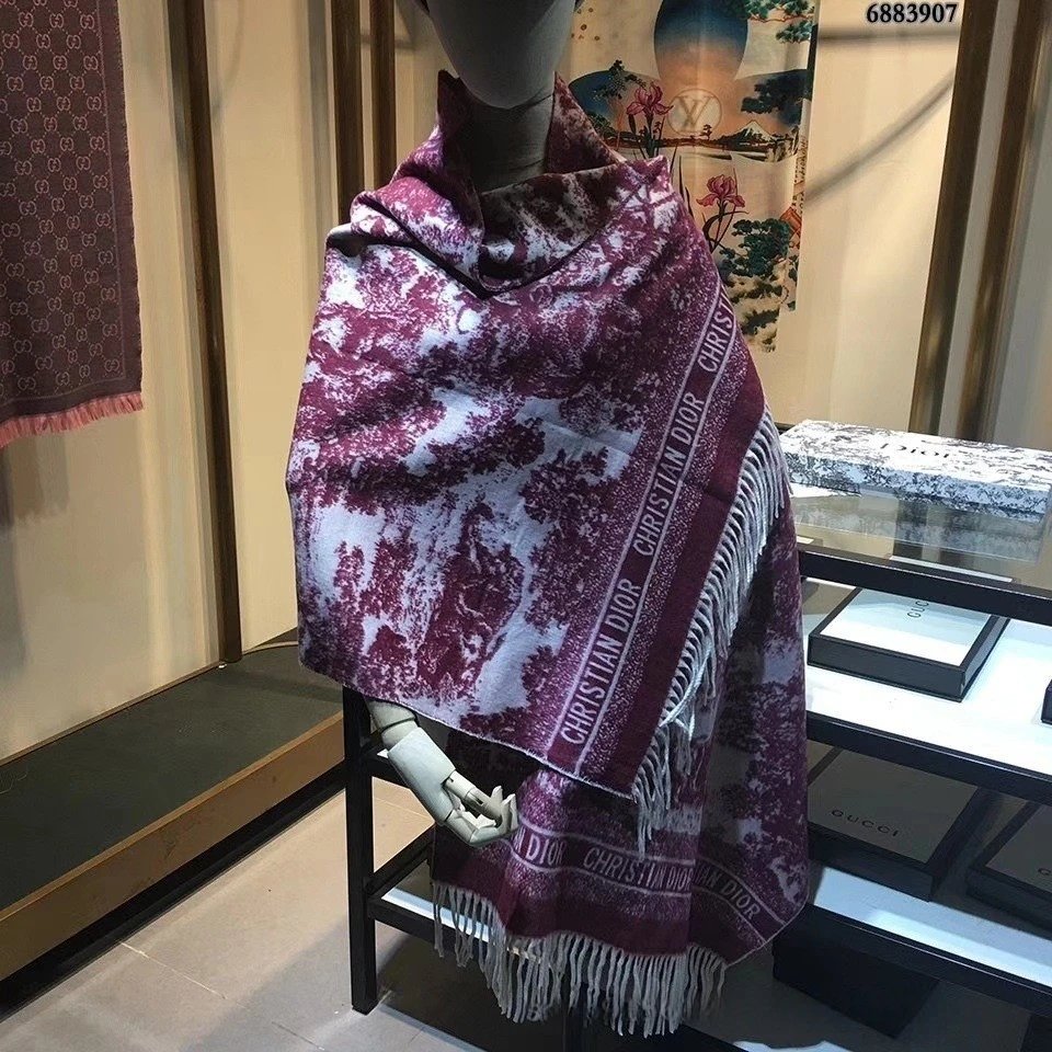 Dior Toile De Jouy Scarf Purple & white