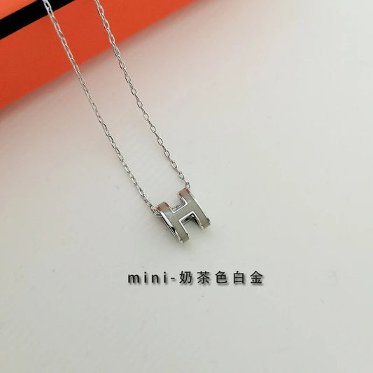 Hermes Pendant Pop H Blanc Necklace Silver