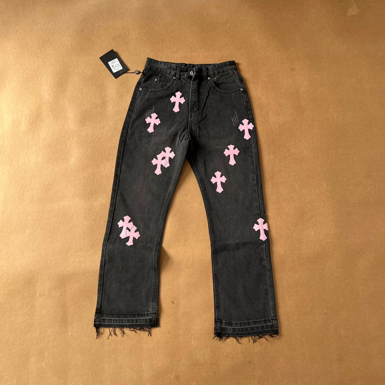Chrome Hearts Pink Crosses Jeans Black