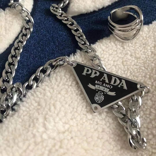 Prada Necklace Silver & Black