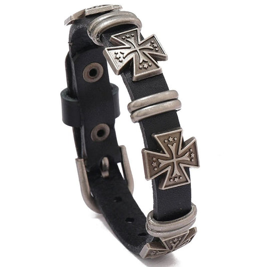 Chrome Hearts Leather Silver Bracelet