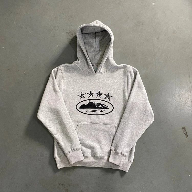 Corteiz Chestprint Hoodie Grey