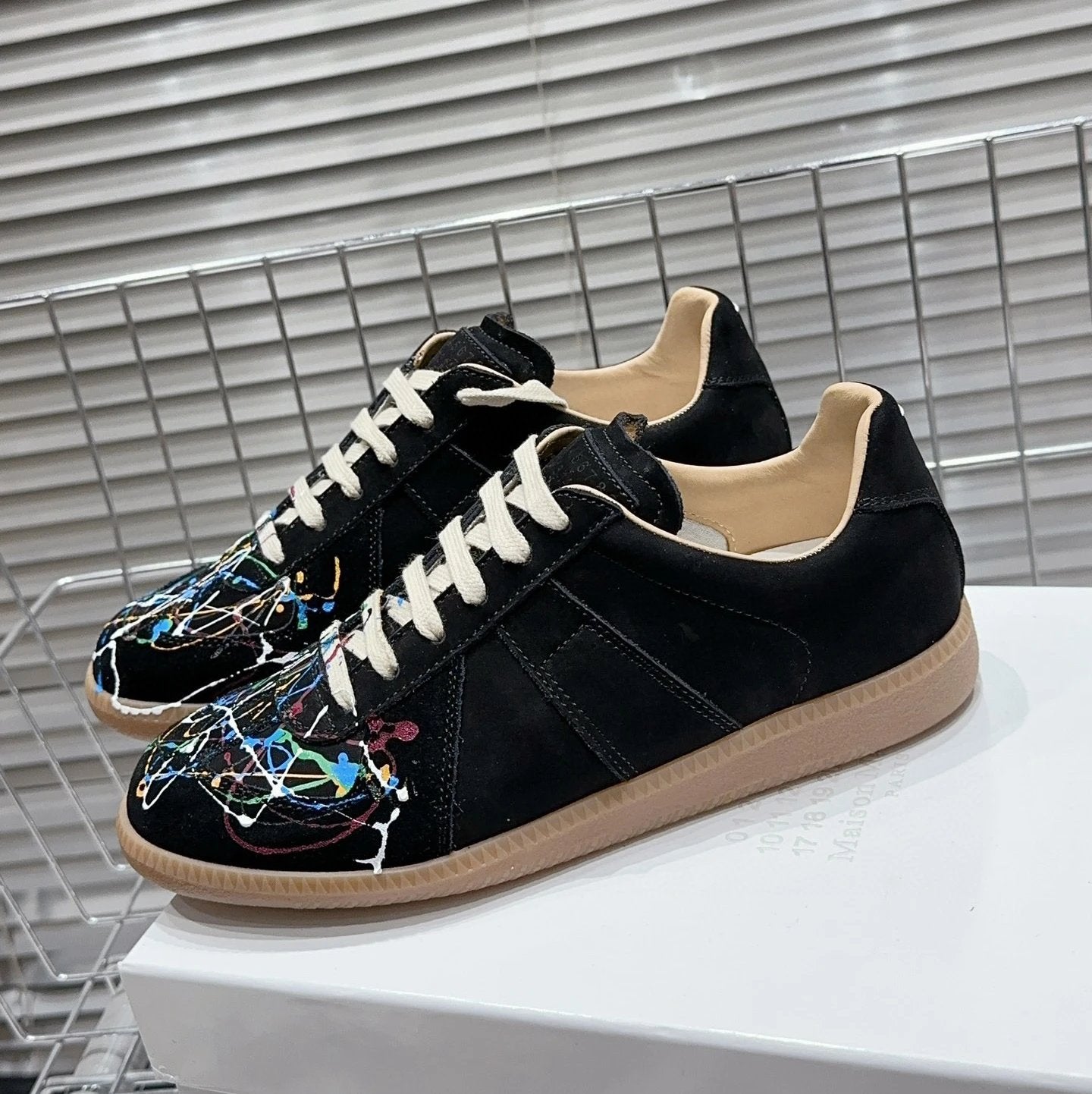 Maison Margiela GAT Black Paint Splatter (Brown Sole)