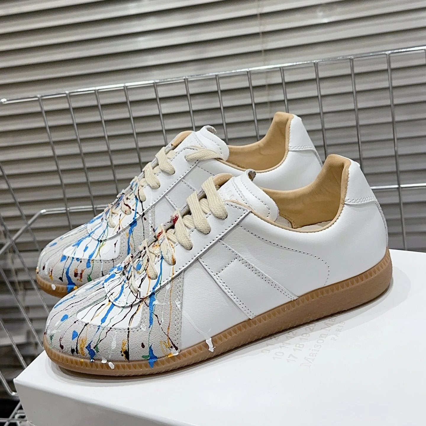 Maison Margiela GAT White Paint Splatter (Brown Sole)