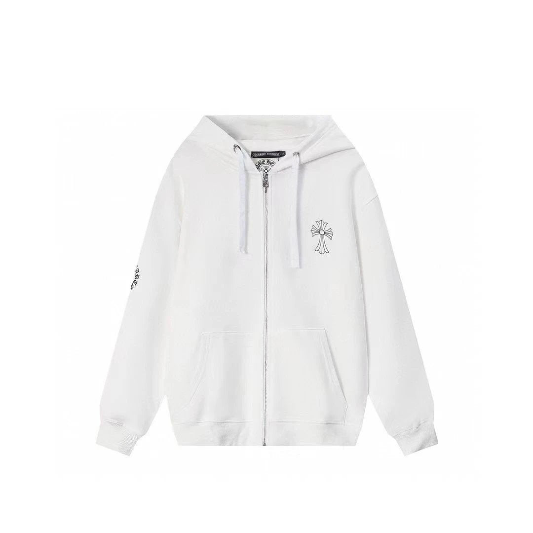 Chrome Hearts Zip-Up Hoodie White