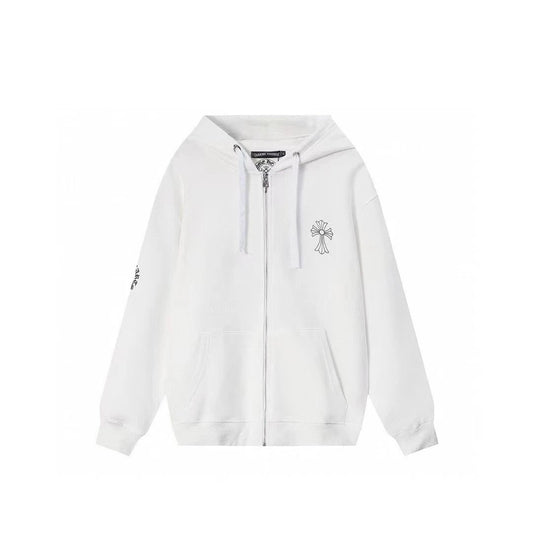 Chrome Hearts Zip-Up Hoodie White